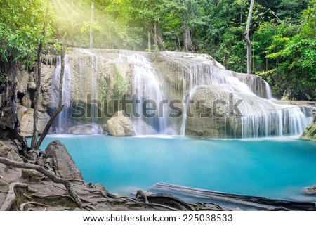 Beautiful waterfall in tropical forest, Thailand
