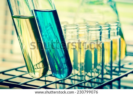 Laboratory research, Test tube with lab background