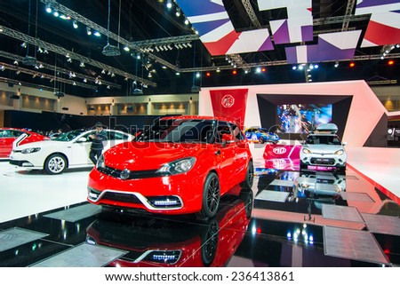 BANGKOK - NOVEMBER 30 : MG car on display at The 31st Bangkok International Motor Expo on November 30, 2014 in Bangkok, Thailand.
