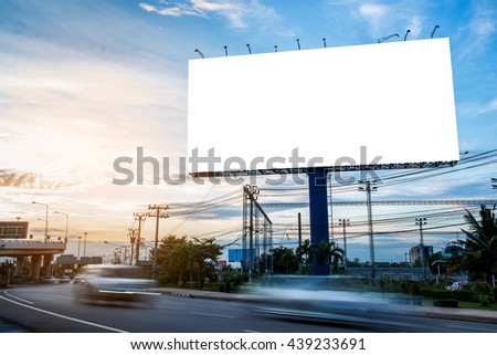 Blank billboard at dusk for advertisement, business advertising concept.