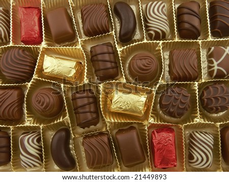 Close up of  a full chocolate box