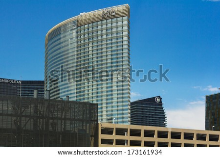 Las Vegas, NV, USA - circa July 2013: Aria Hotel main building on Las Vegas strip.