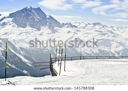 panoramic view of the swiss Alps covered with snow at a sunny winters day in Saint Moritz, Switzerland