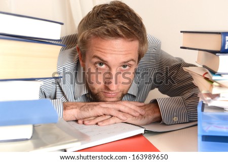 Young Student Stressed and Overwhelmed before an Exam on clear Background