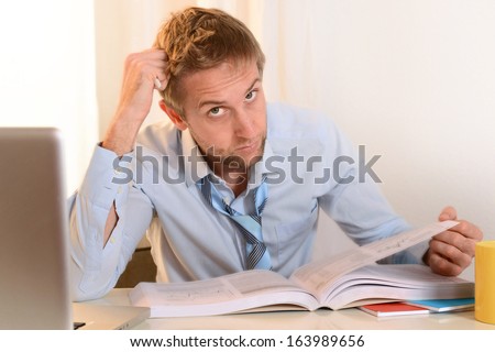 Young Student Stressed and Overwhelmed before an Exam on clear Background