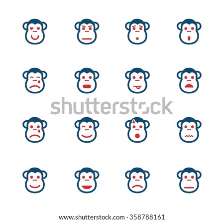Monkey emotions simple icons for web