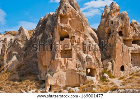 Close up of fairy chimneys in cappadocia