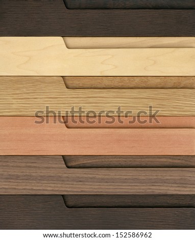 Close-up of different furniture wood samples.