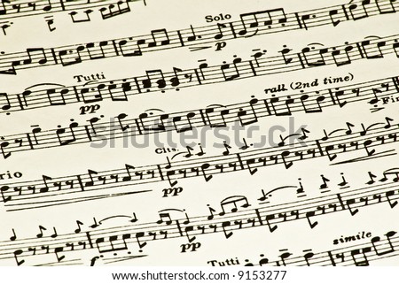 Black and white sheet music background