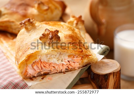 Salmon and rice pie