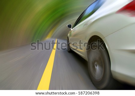Automobile highway driving, wheel movement.
