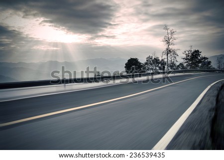 Mountain road bend, car advertising background,