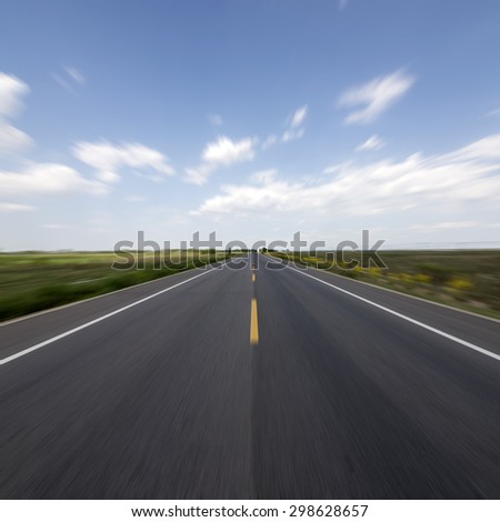 Blue sky straight road
