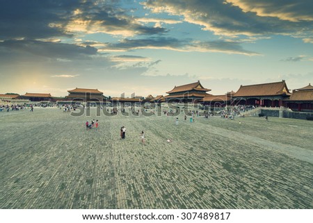 China Beijing Forbidden City Sunset