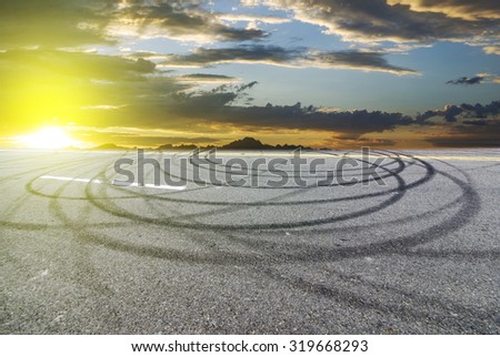 Sunset asphalt asphalt tire marks