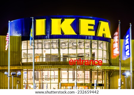 ELIZABETH, NJ, USA - NOVEMBER 23, 2014: IKEA store entrance. Founded in 1943, IKEA is the world\'s largest furniture retailer. IKEA operates 351 stores in 43 countries.