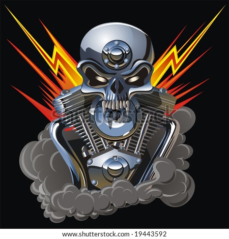 stock photo Metal skull with engine More skulls in vector format see in 