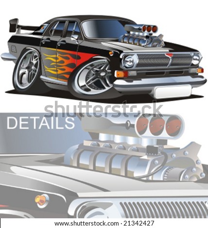 hot rod cartoon. retro cartoon hotrod.