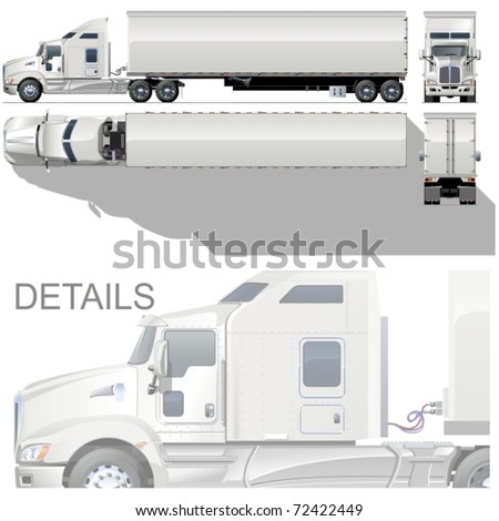 Vector hi-detailed commercial semi-truck Vector hi-detailed commercial semi-truck