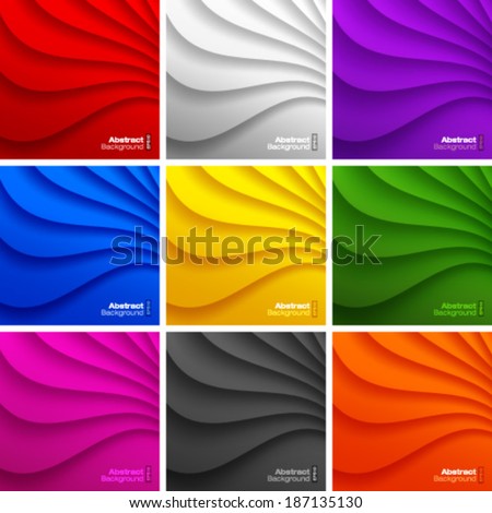 Set of 9 Colorful Wavy backgrounds Vector Illustration Set of 9 Colorful Wavy backgrounds Vector Illustration