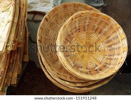 Bamboo products for sale at Madiwala market, Bangalore