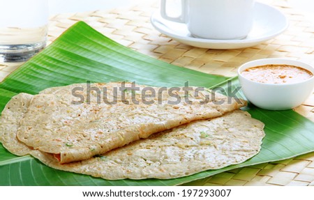 South Indian meal  wheat dosa with chutney.