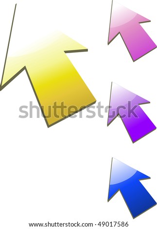 set of four colored computer cursors