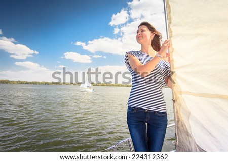 sailor. woman, yacht, sail