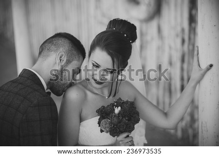 A gentle kiss the groom