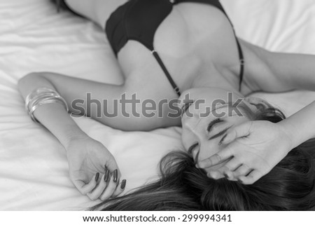 asian woman sleep on bed
