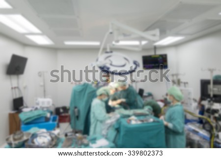 blur image ofopen heart surgery team