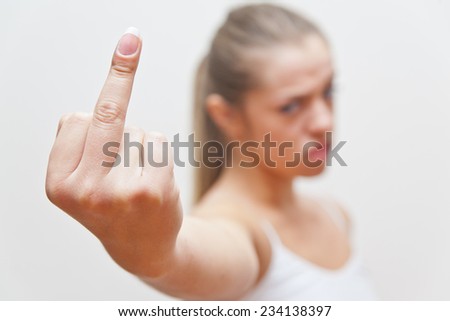 THE middle finger gesture by a young woman