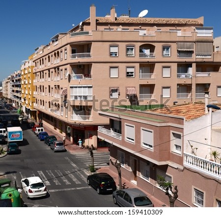 TORREVIEJA, SPAIN - MAY 7:Torrevieja is a Mediterranean city, with a privileged location and the unique climatic conditions.  Residential complex in May 7, 2012  in Torrevieja