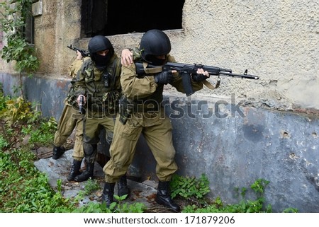 Moscow, Russia - September 16, 2013:Special-Purpose Units Of The Army And Police Are Designed For Special Events With The Use Of Special Tactics And Tools. Training Fighters In Moscow,