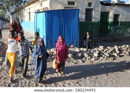HARGEISA, SOMALIA - JANUARY 8, 2010:Somalis in the streets of the city of Hargeysa. City in Somalia,  capital of  unrecognized state of Somaliland. Much of the population lives in poverty.