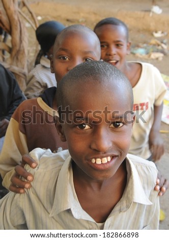 HARGEISA, SOMALIA - JANUARY 8, 2010: Unidentified Somalis in the streets of the city of Hargeysa. City in Somalia, capital of unrecognized state of Somaliland. Much of the population lives in poverty.