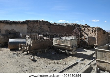 POTOSI, BOLIVIA - SEPTEMBER 7, 2010: The city Potosi is one of the highest cities in world. History City is closely connected with extraction of rich deposits of silver. Silver production in mine.