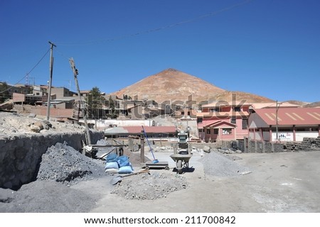 POTOSI, BOLIVIA - SEPTEMBER 8, 2010: Potosi  is one of the highest cities in  world. History City is closely connected with extraction of rich deposits of silver. Mining - enrichment plant in Potosi