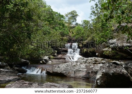 CANIO CRISTALES, COLOMBIA - NOVEMBER 7, 2012: Mountain river Canio Cristales one of  most beautiful rivers of the world. The territory of the river has status of Natural heritage of humanity bu UNESCO