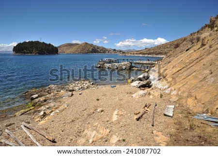ISLAND OF THE SUN, BOLIVIA - SEPTEMBER 4, 2010 : Sun island is located on lake Titicaca. The Indians named it in honor of the Sun God Inti. The highest navigable lake in the world.