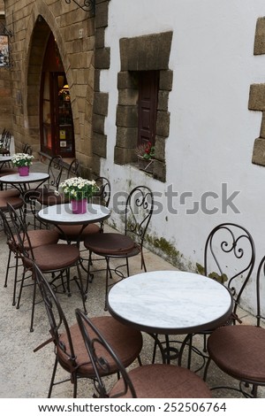 BARCELONA,SPAIN -  APRIL 7, 2013: Barcelona is the second largest city in Spain, the capital of the Autonomous region of Catalonia and of the province.Street cafe.