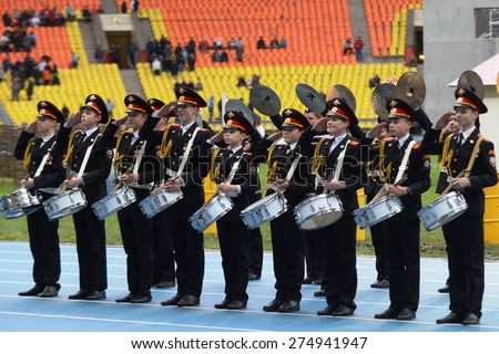 MOSCOW, RUSSIA - OCTOBER 19, 2013: Cadet corps - initial military training school with the full Board to prepare youth for a military career. Moscow cadets.