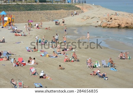 ORIHUELA COSTA, SPAIN - OCTOBER 11, 2014: Orihuela Costa is recognized as the most ecological clean region of Europe, famous for its clean beaches and is the most southern point of the Costa Blanca.