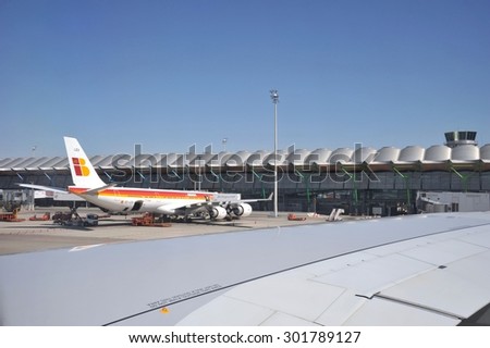 MADRID,SPAIN - SEPTEMBER 13, 2013: Airport Madrid-Barajas airport  â?? the main international airport of the capital of Spain, is the largest airport in the country.