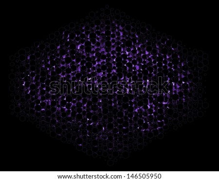 violet cubic nebula, a space full of dark violet cubes, 3D rendering of abstract structure