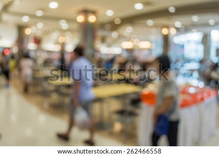 Abstract of blurred people walking in the food court