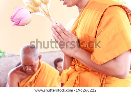 SONGKHLA, THAILAND MAY 27: Young people go to monk in rural area on may 27, 2014 in Songkhla Thailand