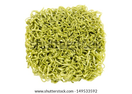 Japanese green noodle on white background