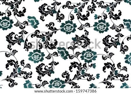 Abstract pattern from flowers on paper. Isolated on a white background.