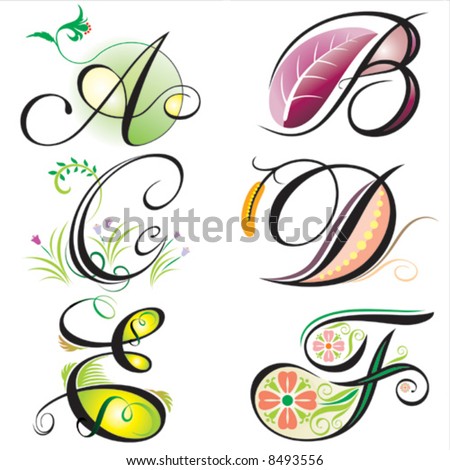 Logo Design Elements on Alphabets Elements Design   Series A To F Stock Vector 8493556